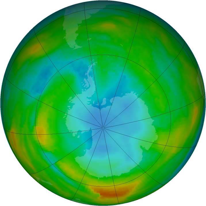 Antarctic ozone map for 07 August 1983